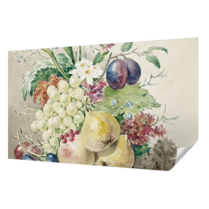 Öntapadós Tapéta Falra, Wallfluent, Virágok és gyümölcsök, Sárga, 416 x 254 cm, Nappaliba, Konyhába, 010170060070000285424