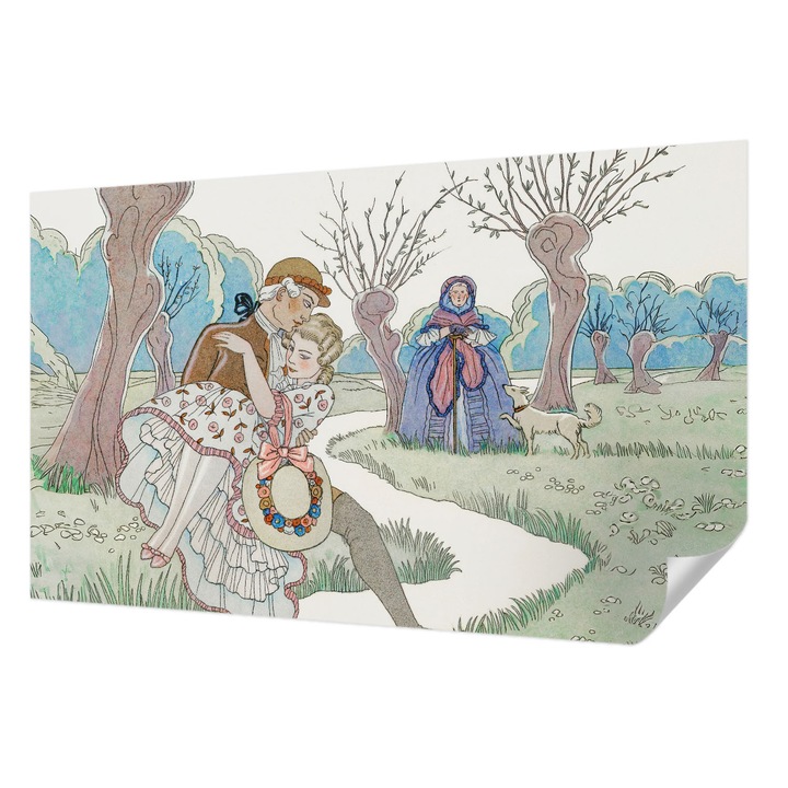 Fali Fotótapéta Autocolant, Wallfluent, Scena romantica, Alb, 416 x 254 cm, Pentru Baie, Bucatarie, 010170060070000285469