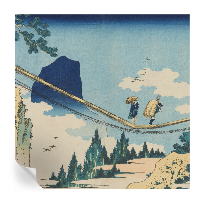 Tapet Textil Autocolant, Tulup, Podul de munte, Albastru, 250 x 250 cm, Decorativ, Pentru Sufragerie, Dormitor, 010170060030000285545