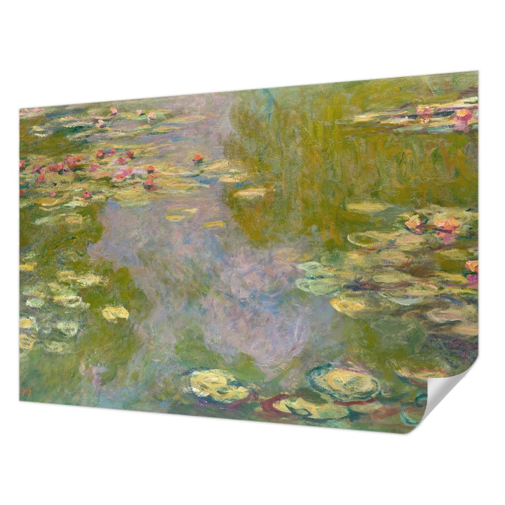 Tapet Textil Autocolant, Wallfluent, Nuferi, Verde, 152 x 104 cm, Pentru Sufragerie, Dormitor, 010170060180000285301