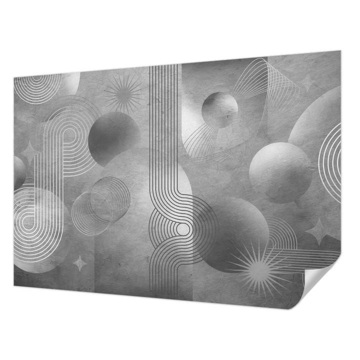 Öntapadós Dekor Tapéta, Wallfluent, Absztrakt elegancia, Szürke, 152 x 104 cm, Nappaliba, Konyhába, 010170060180000285320