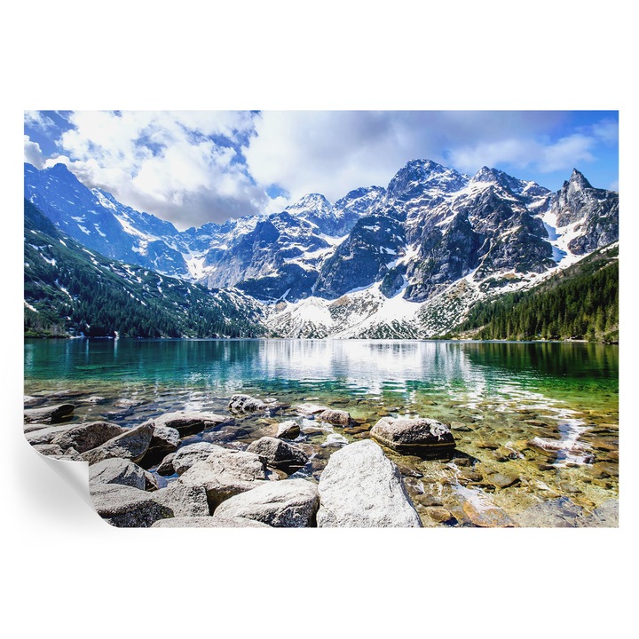 Tapet Autodeziv De Perete, Tulup, Peisaj montan, Albastru, 208 x 146 cm, Decorativ, Pentru Sufragerie, Dormitor, 010170060950000007611