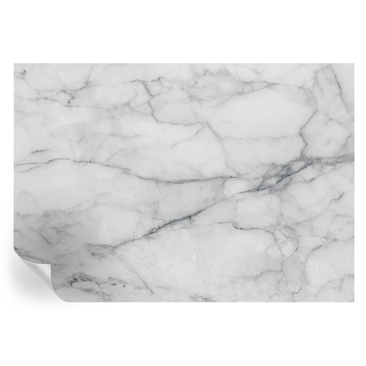 Tapet Autocolant De Perete, Tulup, Eleganta marmurei, Alb, 208 x 146 cm, Decorativ, Rezistente La Apa, Umiditate Si Pete, 010170060950000019137
