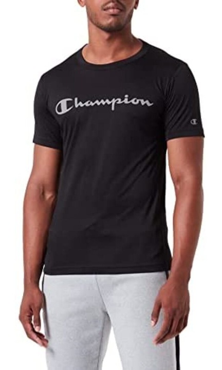 Tricou barbati maneca scurta cu logo, Negru