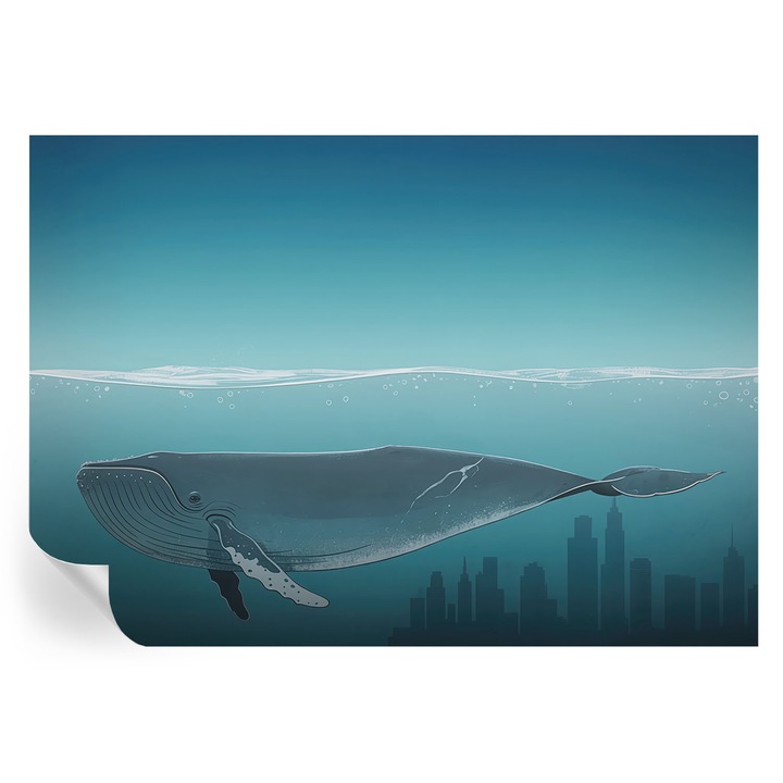 Tapet Textil Autocolant, Tulup, Armonia apei, Albastru, 208 x 146 cm, Decorativ, Pentru Birou, 010170060950000284711