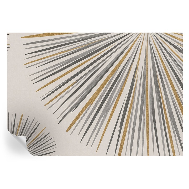 Tapet Textil Autocolant, Tulup, Evantaiuri geometrice, Alb, 208 x 146 cm, Decorativ, Usor De Montat Si Rezistent, 010170060950000284835