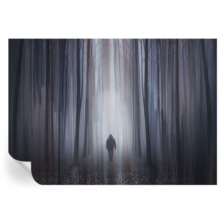 Öntapadós Tapéta Falra, Tulup, Erdő csendje, Szürke, 208 x 146 cm, Dekoráció, Előszobába, Konyhába, 010170060950000285160