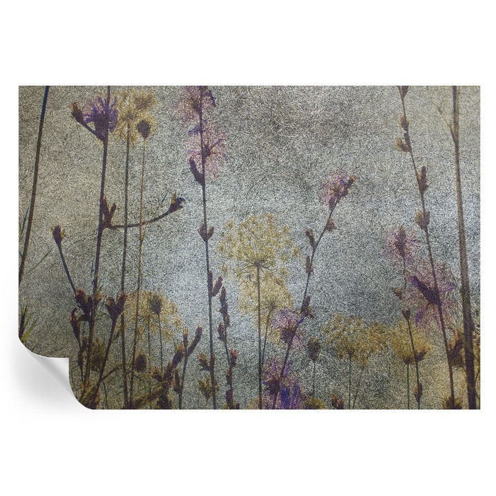 Tapet Autodeziv De Perete, Tulup, Flori salbatice, Gri, 208 x 146 cm, Decorativ, Detasabil, 010170060950000285235