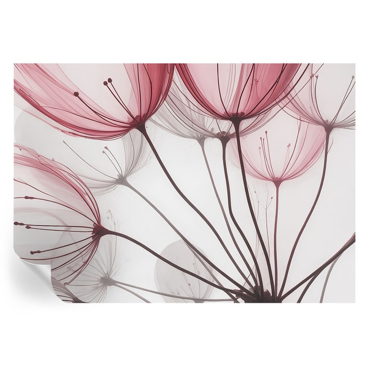 Tapet Autodeziv De Perete, Tulup, Siluete florale, Roz, 208 x 146 cm, Decorativ, Pentru Living, Hol, 010170060950000285115