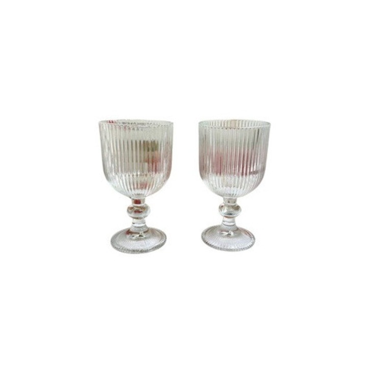 Set 6 pahare cu picior din sticla, Mansoura Glass Alex, 280 ml