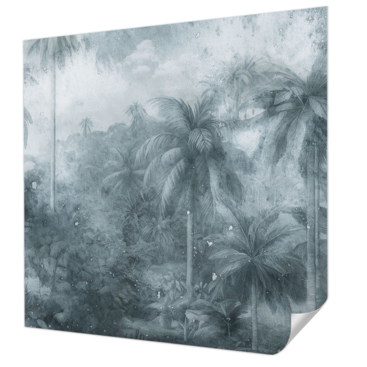 Öntapadós Tapéta Fali Dekoráció, Wallfluent, Trópusi növényzet, Szürke, 250 x 250 cm, Dekoráció, Falra, 010170060030000285326