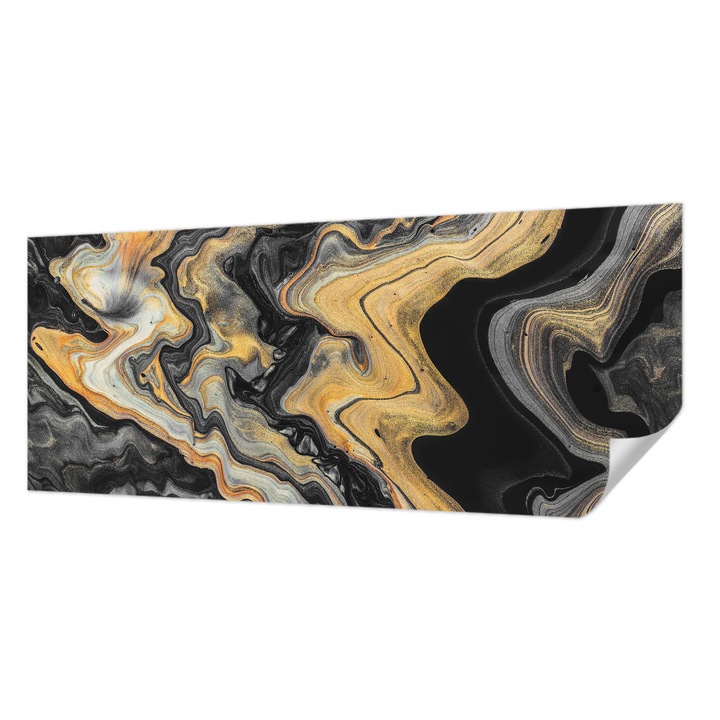 Tapet Textil Autocolant, Wallfluent, Caleidoscopul liniilor, Negru, 250 x 104 cm, Detasabil, Lavabil, 010170060020000077316