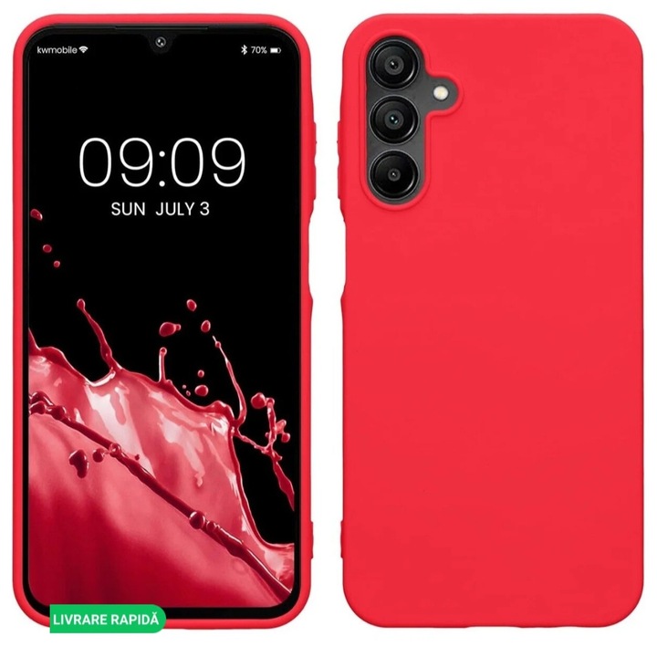 Husă telefon roșie antialunecare antizgariere TPU, pentru Samsung Galaxy A15