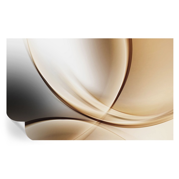 Tapet Textil Autocolant, Tulup, Linii rotunjite, Bej, 416 x 254 cm, Decorativ, Pentru Interior, 010170060070000002052