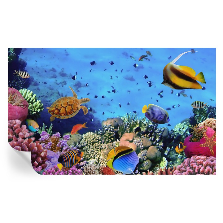 Tapet Autodeziv De Perete, Tulup, recif de corali, Albastru, 416 x 254 cm, Decorativ, Adeziv Puternic, 010170060070000000807