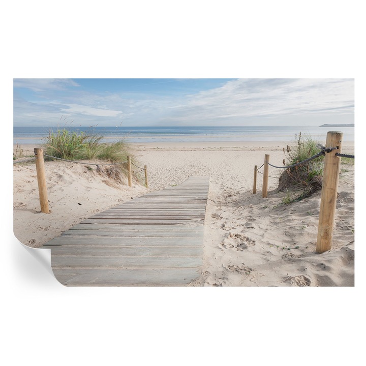 Tapet Autodeziv De Perete, Tulup, Alee din lemn, Alb, 416 x 254 cm, Decorativ, Rezistente La Apa, Umiditate Si Pete, 010170060070000007551