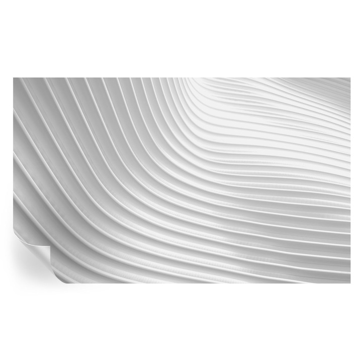 Tapet Textil Autocolant, Tulup, Valuri elegante, Alb, 416 x 254 cm, Decorativ, Lavabil, 010170060070000006025