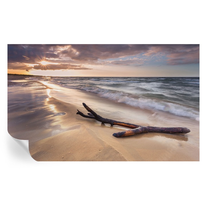 Fali Fotótapéta Autocolant, Tulup, Plaja de Vest, Albastru, 416 x 254 cm, Decorativ, Pentru Living, Hol, 010170060070000009253