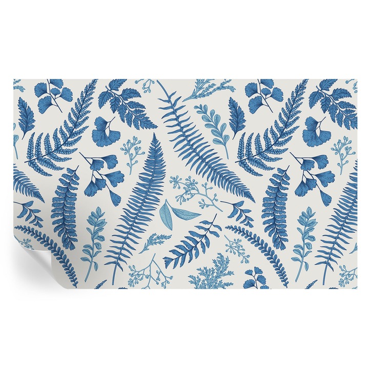 Tapet Textil Autocolant, Tulup, Modele botanice, Alb, 416 x 254 cm, Decorativ, Lavabil, 010170060070000012122