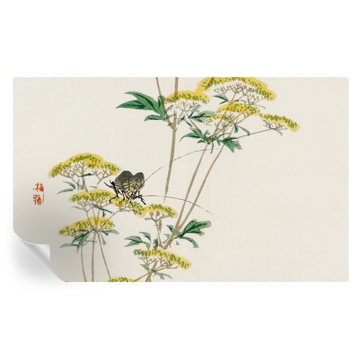 Tapet Textil Autocolant, Tulup, Flori natura, Alb, 416 x 254 cm, Decorativ, Pentru Bucatarie, Baie, 010170060070000017958