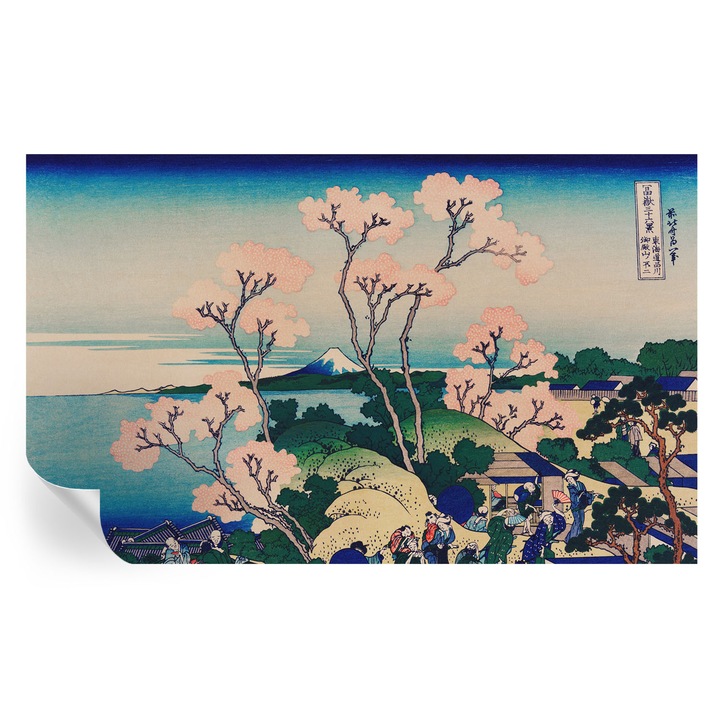 Fali Fotótapéta Autodeziv, Tulup, Flori de cires, Albastru, 416 x 254 cm, Decorativ, Pentru Birou, 010170060070000017866