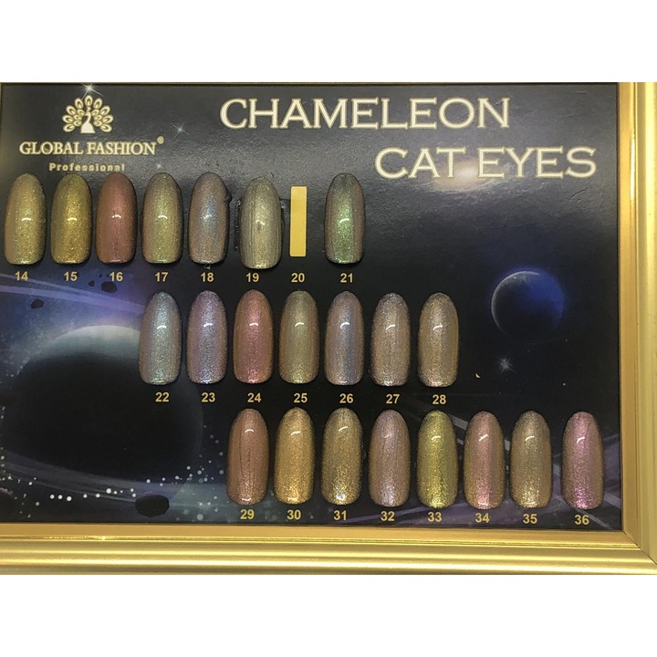 Set de 2 unități: Oja semipermanentă Chameleon Cat Eyes, 10ml, Cameleon
