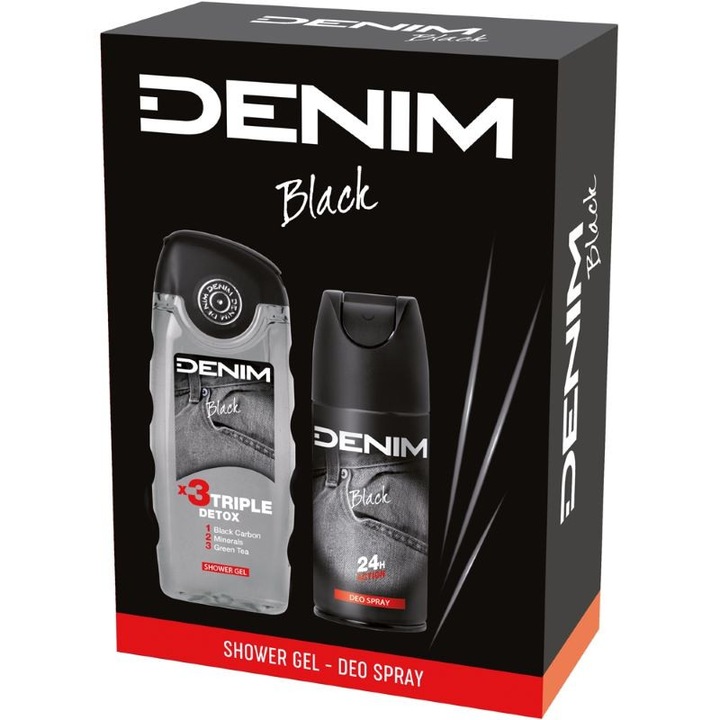 Testápoló szett DENIM Black: Tusfürdő, 250ml + Dezodor spray, 150ml