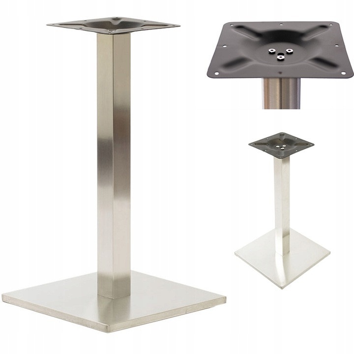 Piedestal de masa metalic argintiu premium 400x400mm, design modern, pentru restaurante si cafenele