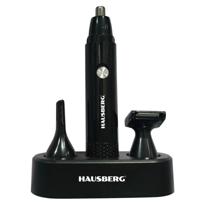 Aparat de tuns Hausberg HB95NG 3 în 1, cap interschimbabil, compact, cu baterie AA