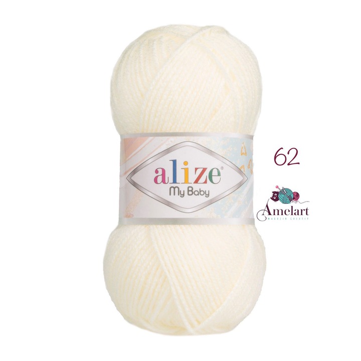 Fir de tricotat Alize My Baby, Acril 100%, alb crem, 50g/150m
