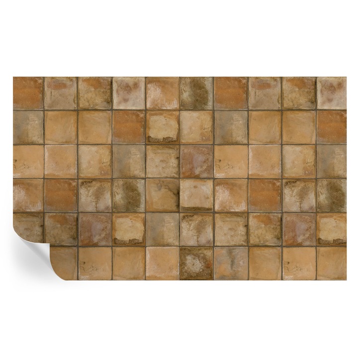 Tapet Textil Autocolant, Tulup, Mozaic rustic, Maro, 416 x 254 cm, Decorativ, Stickere Decorative, 010170060070000282520