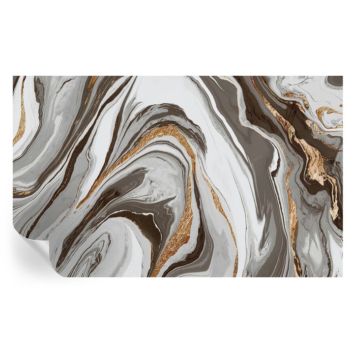 Tapet Textil Autocolant, Tulup, vartejuri de marmura, Gri, 416 x 254 cm, Decorativ, Adeziv Puternic, 010170060070000281912