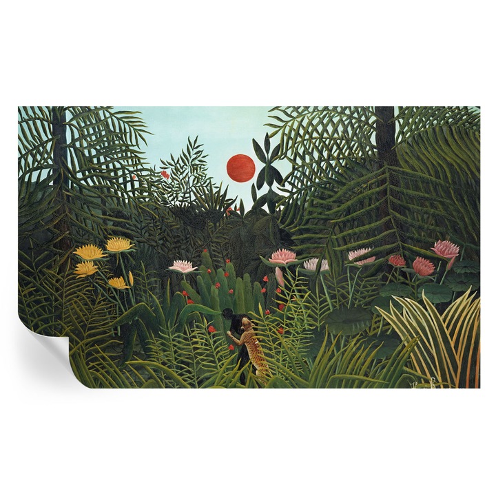 Tapet Textil Autocolant, Tulup, Peisaj exotic, Verde, 416 x 254 cm, Decorativ, Usor De Instalat, 010170060070000282724