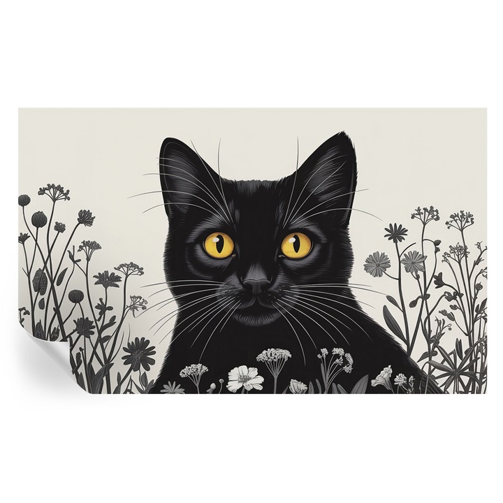 Tapet Textil Autocolant, Tulup, Flori de pisica, Alb, 416 x 254 cm, Decorativ, Adeziv Puternic, 010170060070000284705