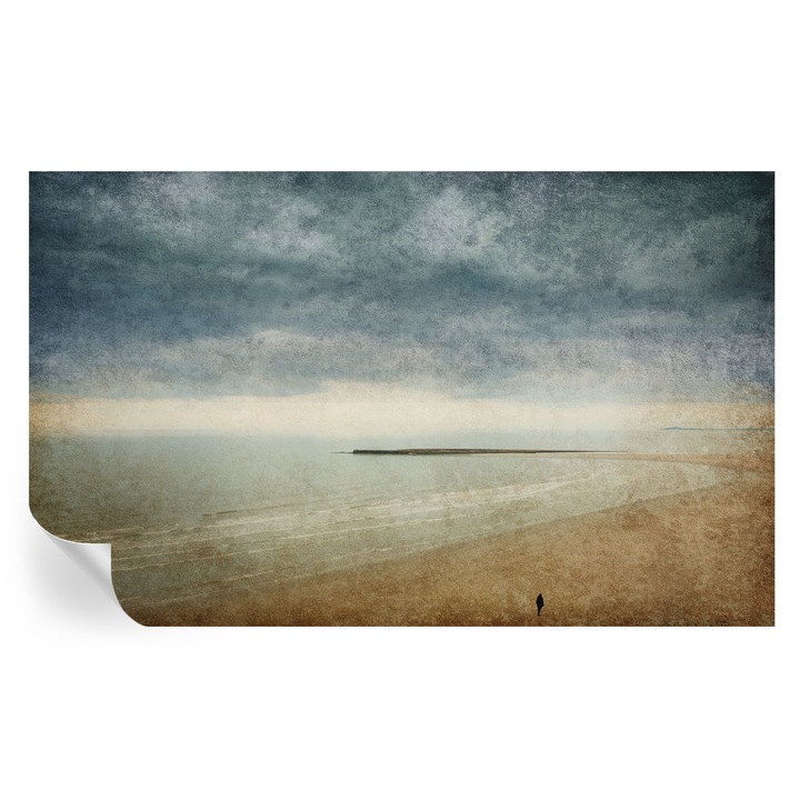 Tapet Textil Autocolant, Tulup, Peisaj nostalgic, Gri, 416 x 254 cm, Decorativ, Pentru Sufragerie, Dormitor, 010170060070000284775