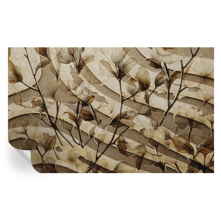 Tapet Textil Autocolant, Tulup, Flora clasica, Bej, 416 x 254 cm, Decorativ, Rezistente La Apa, Umiditate Si Pete, 010170060070000284930