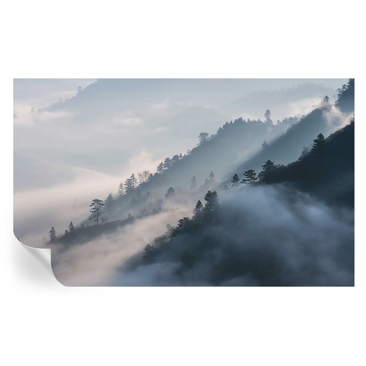 Tapet Textil Autocolant, Tulup, Peisaj cetos, Alb, 416 x 254 cm, Decorativ, Pentru Sufragerie, Dormitor, 010170060070000284934