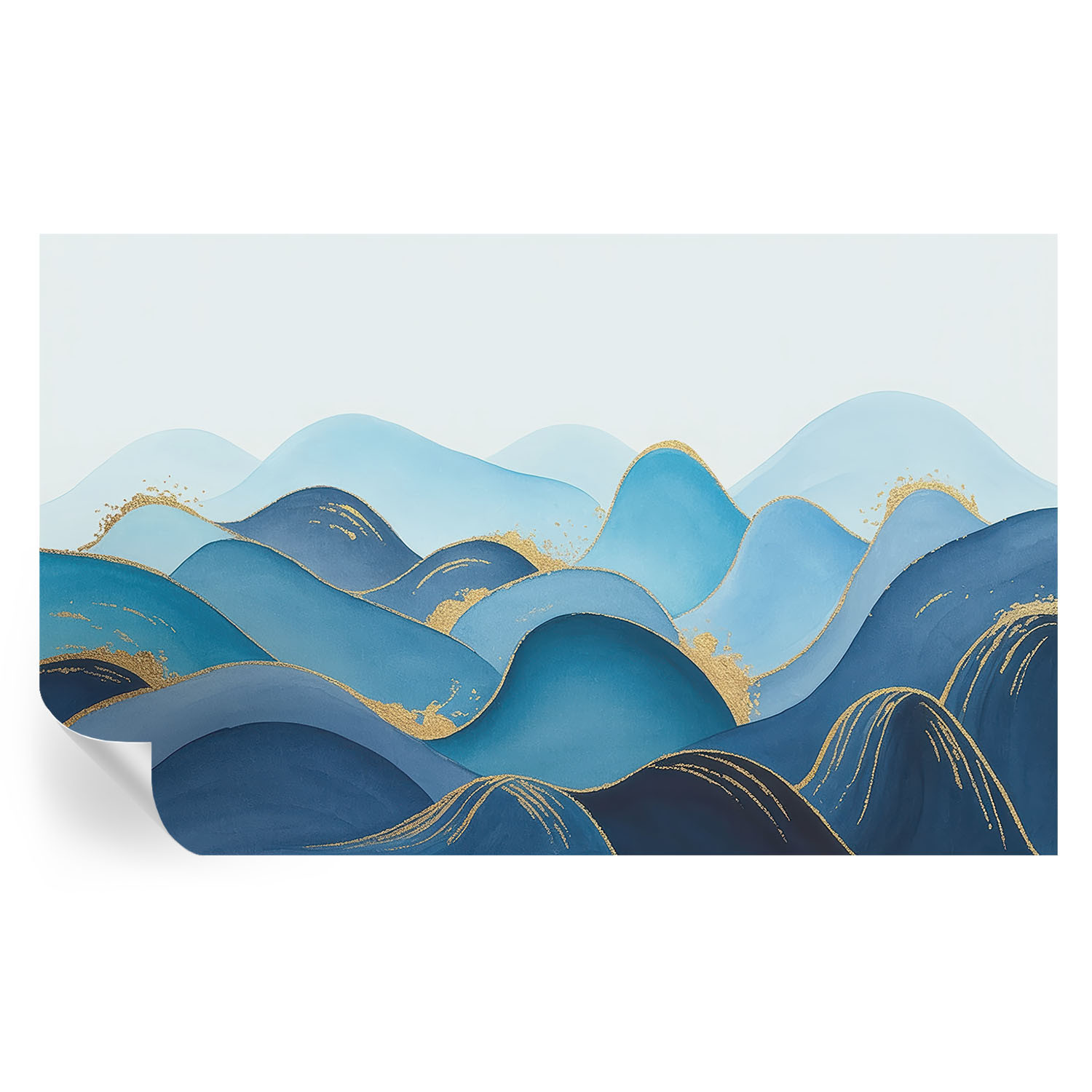 Tapet Textil Autocolant, Tulup, Peisaj ondulat, Albastru, 416 x 254 cm, Decorativ, Lavabil, 010170060070000285004