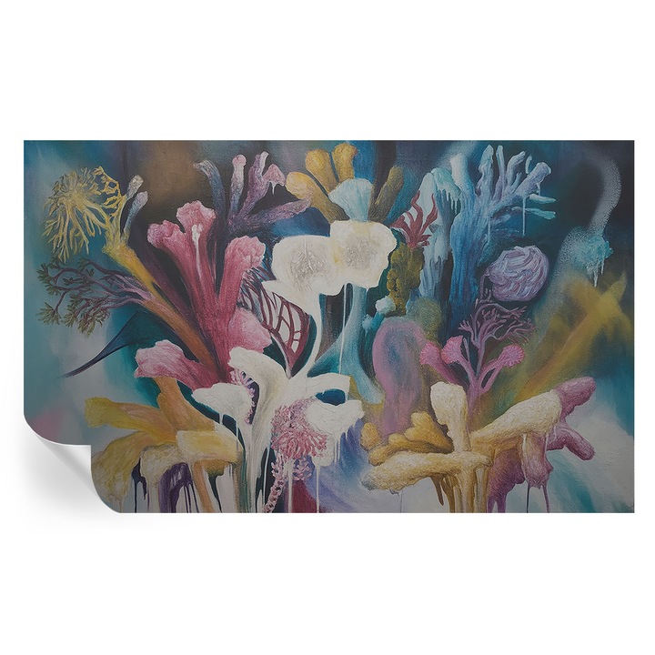 Öntapadós Dekor Tapéta, Tulup, Virágrobbanás, Kék, 416 x 254 cm, Dekoráció, Előszobába, Konyhába, 010170060070000285020