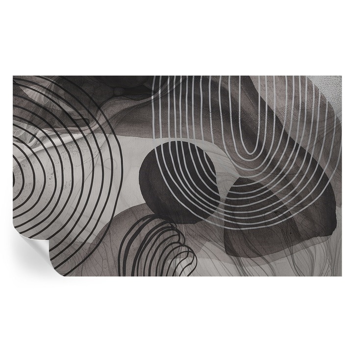 Tapet Textil Autocolant, Tulup, Armonia formelor, Gri, 416 x 254 cm, Decorativ, Pentru Bucatarie, Baie, 010170060070000284997