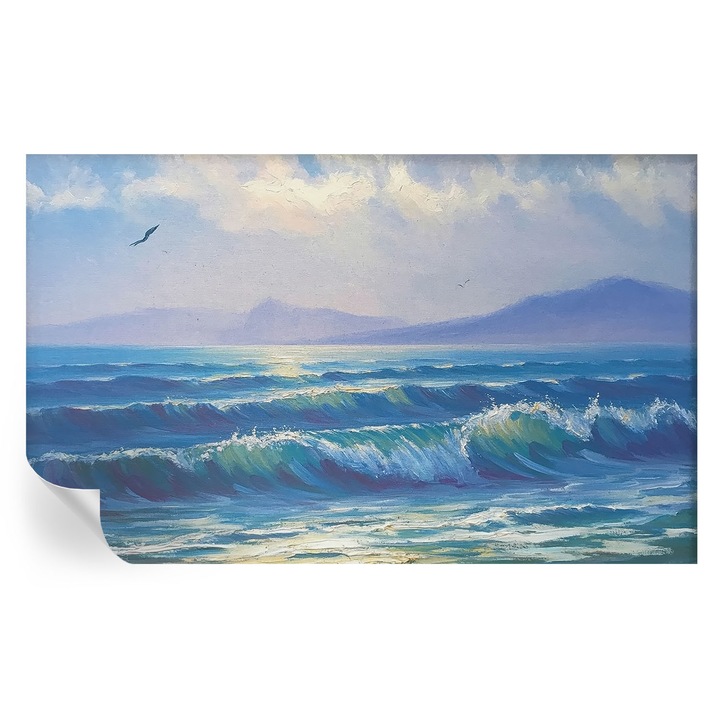 Öntapadós Dekor Tapéta, Tulup, Tengeri hullámok, Kék, 416 x 254 cm, Dekoráció, Modern Belsőépítészeti Dekoráció, 010170060070000285057