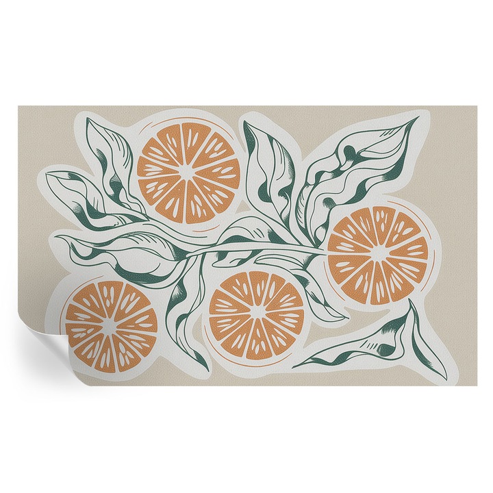 Tapet Textil Autocolant, Tulup, Modele de fructe, Alb, 416 x 254 cm, Decorativ, Pentru Bucatarie, Baie, 010170060070000285138