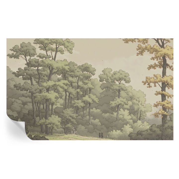 Tapet Autodeziv De Perete, Tulup, Idila in padure, Verde, 416 x 254 cm, Decorativ, Lavabil, 010170060070000285168