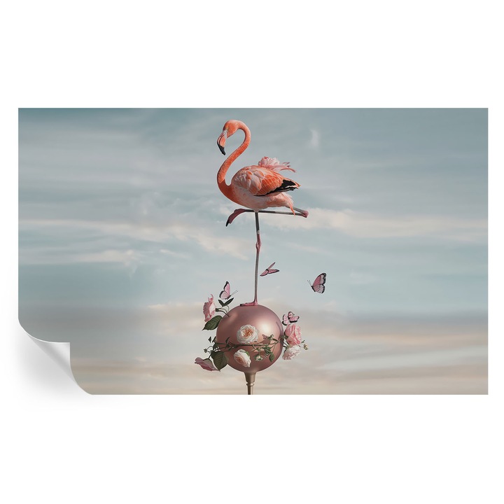 Tapet Autodeziv De Perete, Tulup, Flamingo elegant, Albastru, 416 x 254 cm, Decorativ, Stickere Decorative, 010170060070000285170