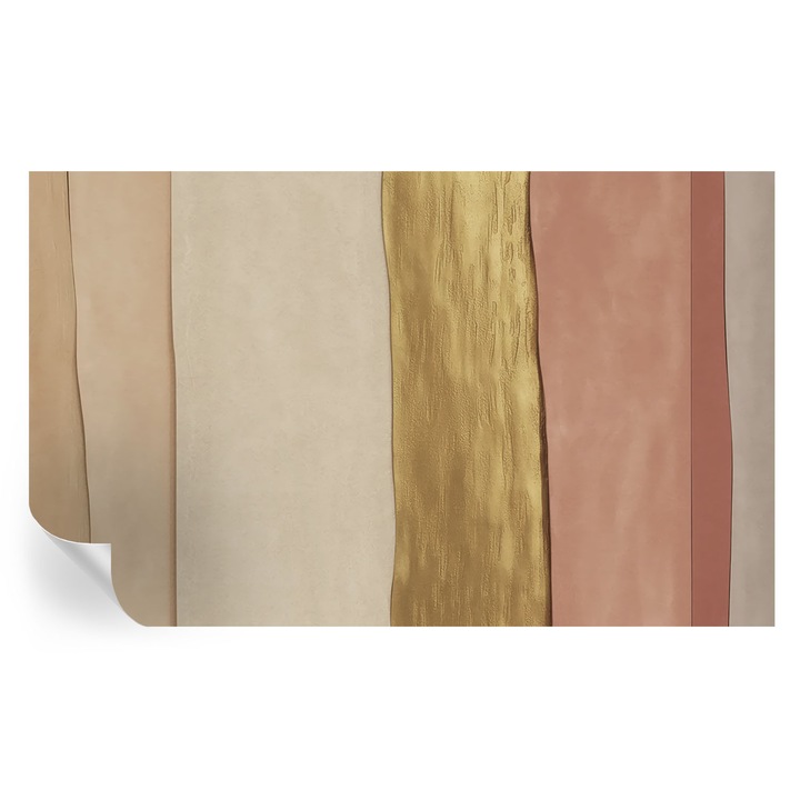 Tapet Textil Autocolant, Tulup, Dungi ondulate, Bej, 416 x 254 cm, Decorativ, Pentru Living, Hol, 010170060070000284911