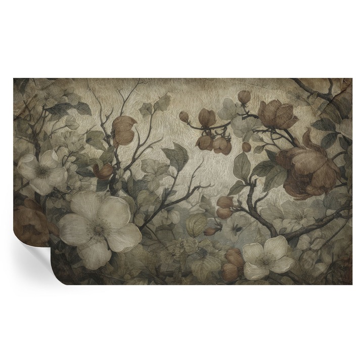 Tapet Autodeziv De Perete, Tulup, Frumusete florala, Maro, 416 x 254 cm, Decorativ, Adeziv Puternic, 010170060070000285314
