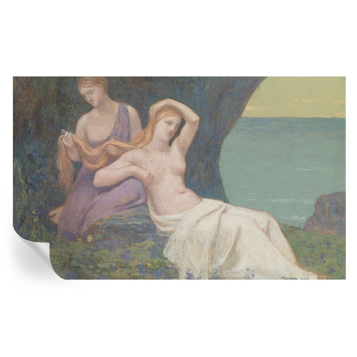 Tapet Textil Autocolant, Tulup, Scena de pe litoral, Roz, 416 x 254 cm, Decorativ, Detasabil, 010170060070000285361