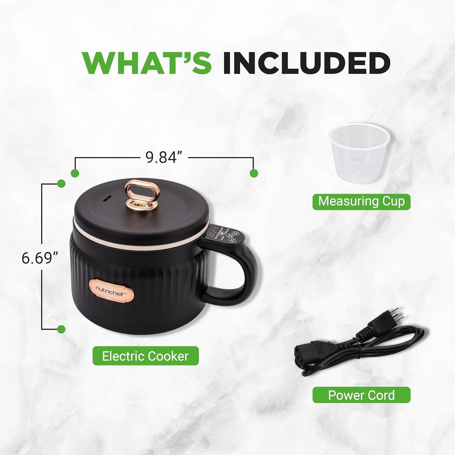 Aragaz electric portabil NutriChef, 1.6 QT, 6 functii de gatit, negru, cu capac ceramic antiaderent