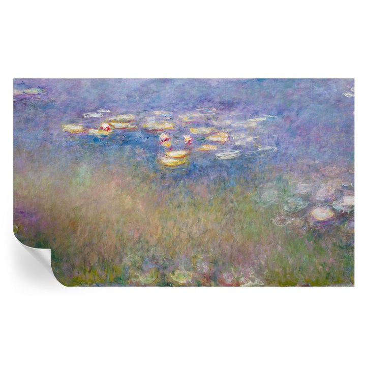 Tapet Textil Autocolant, Tulup, Nuferi, Verde, 416 x 254 cm, Decorativ, Lavabil, 010170060070000285294