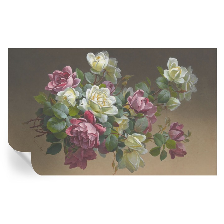 Tapet Textil Autocolant, Tulup, Eleganta florala, Alb, 416 x 254 cm, Decorativ, Rezistente La Apa, Umiditate Si Pete, 010170060070000285355